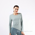 Mná Nua Léine Sleeve Long Yoga Giomnáisiam Tshirt